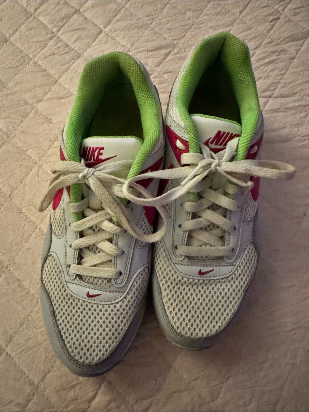 Nike Womens  Sneakers with Pink Swoosh and Green Lining